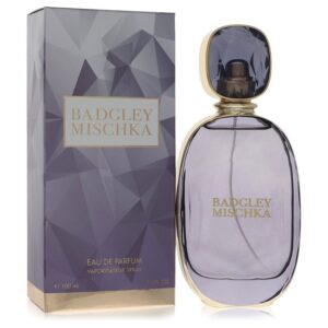 בקבוק בושם Badgley Mischka עם אריזת קרטון מעוצבת, 100 מ"ל, Eau de Parfum, בעל ניחוח ייחודי ומרשים.
