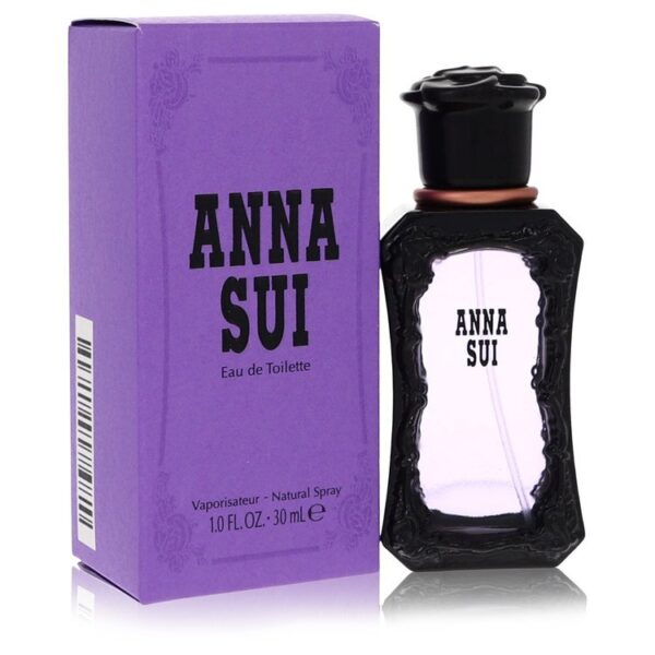 בקבוק בושם אננה סוי, Eau de Toilette בנפח 30 מ"ל, עם עיצוב אלגנטי בצבע שחור וסגול.