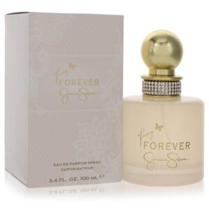 בקבוק בושם "Fancy Forever" של ג'סיקה סימפסון, בגודל 100 מ"ל, מציג עיצוב אלגנטי עם מכסה מוזהב וקישוטים. המוצר מתאים למי שמחפשת ניחוח ייחודי ונשאר לאורך זמן.