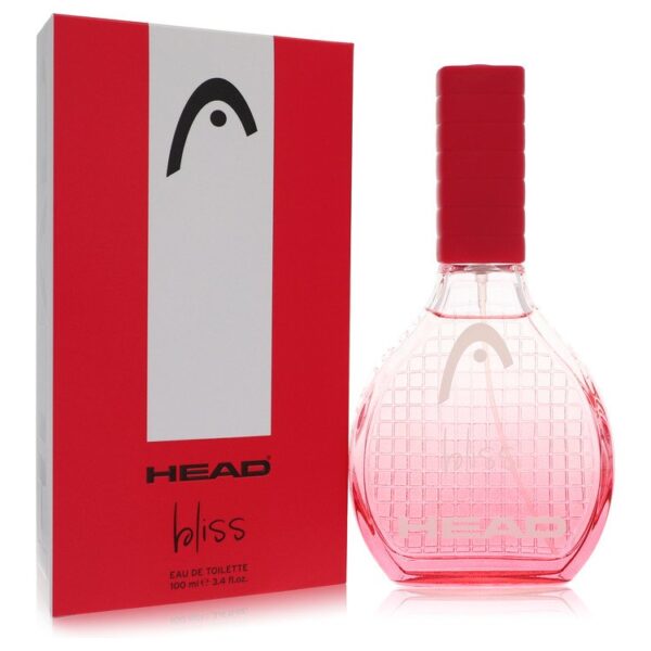 בקבוק בושם של HEAD בשם Bliss, בנפח 100 מ"ל, בעיצוב מודרני עם צבעים ורודים ואדומים.