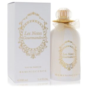 בקבוק בושם "Les Notes Gourmandes" של Reminiscence, 100 מ"ל, מעוצב באריזת קרטון לבנה עם פרטים מוזהבים, מציע ניחוח מתוק ואלגנטי.