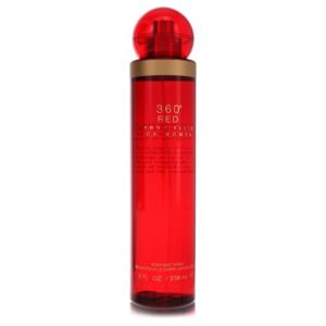 בקבוק תרסיס גוף 360° RED של ביירי אליס לנשים, בנפח 236 מ"ל, בעל עיצוב אדום נוצץ ומכסה עגלגל, מציע ניחוח רענן ומושך.