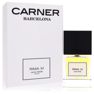בקבוק בושם Rima XI של Carner Barcelona, מוצג בתוך קופסה לבנה עם לוגו שחור, מכיל 100 מ"ל של Eau de Parfum.