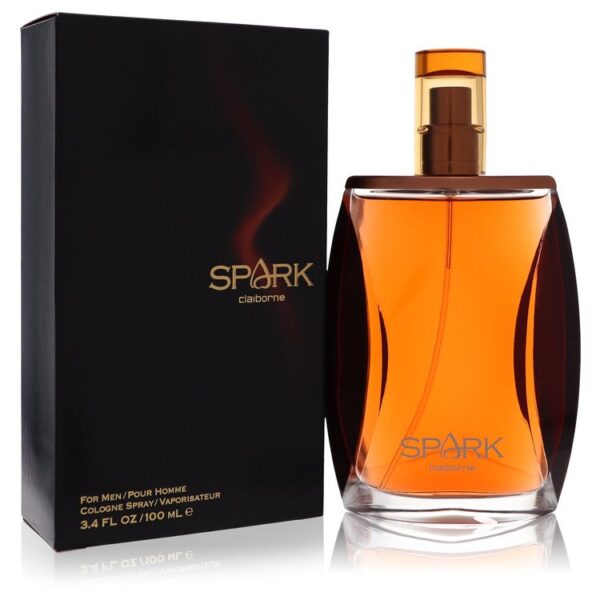 בקבוק בושם "Spark" לגברים מבית קלייבורן, בנפח 100 מ"ל, עם עיצוב אלגנטי וצבע כתום מבריק.