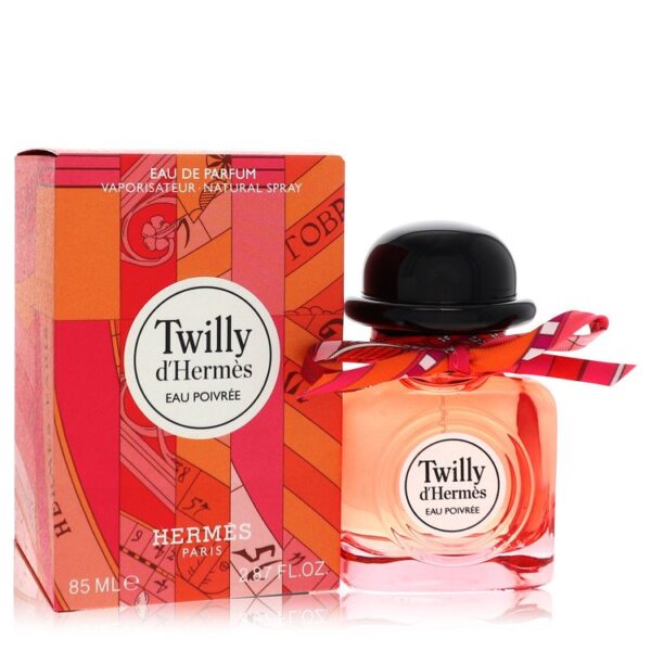 בקבוק בושם "Twilly d'Hermès" עם אריזת קרטון צבעונית, 85 מ"ל. הבושם מציע ניחוח ייחודי ונשאר באופנה.