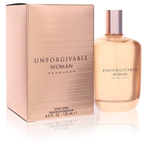 בושם "Unforgivable Woman" של Sean John, בקבוק 125 מ"ל באריזת קרטון מעוצבת, מציע ניחוח ייחודי ואופנתי לנשים.