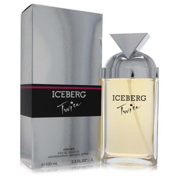 בושם "Iceberg Twice" לנשים, מגיע באריזת קרטון מבריק עם עיצוב מודרני, מכיל 100 מ"ל של Eau de Toilette עם פיית ריסוס.