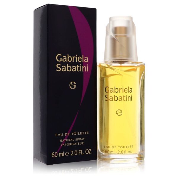 בקבוק תרסיס אדום "Gabriela Sabatini" בנפח 60 מ"ל, עם עיצוב אלגנטי ואריזת קרטון שחורה. מתאים לשימוש יומיומי, מספק ריח טבעי ורענן.