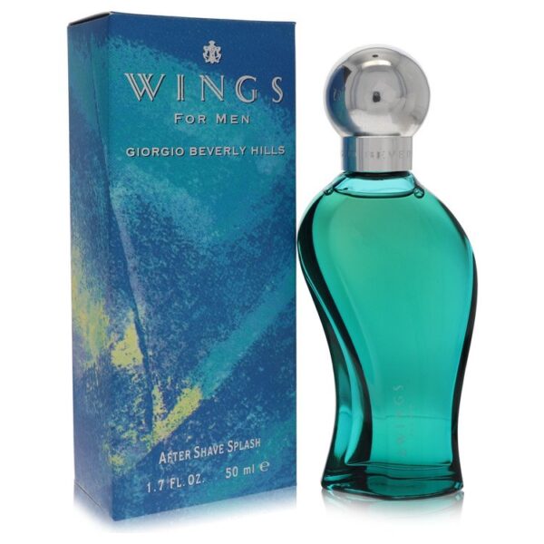 בקבוק של בושם "Wings for Men" מבית ג'ורג'יו ברוורלי הילס, בנפח 50 מ"ל, עם עיצוב מודרני וצבעים מבריקים.
