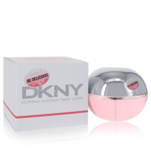 בקבוק בושם DKNY "Be Delicious" עם עיצוב מודרני בצבעים כסף וורוד. המוצר מגיע באריזת קרטון משובחת, מציע ניחוח רענן ומיוחד, מושלם לשימוש יומיומי.