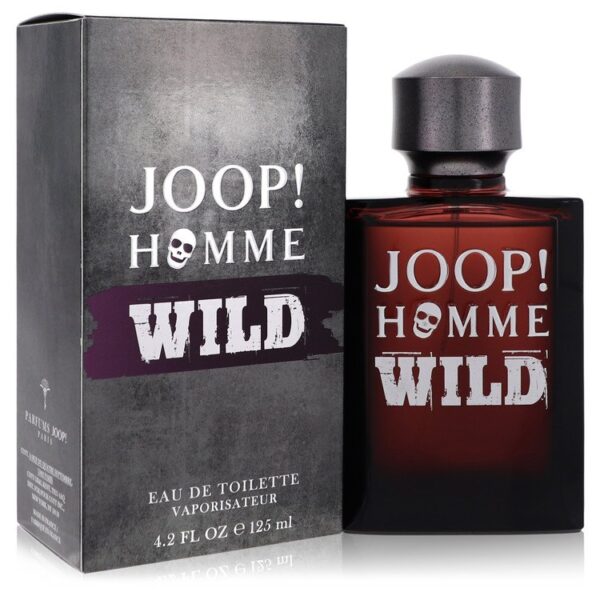 בקבוק של בושם גברים JOOP! HOMME WILD עם עיצוב מודרני, מכיל 125 מ"ל של Eau de Toilette.