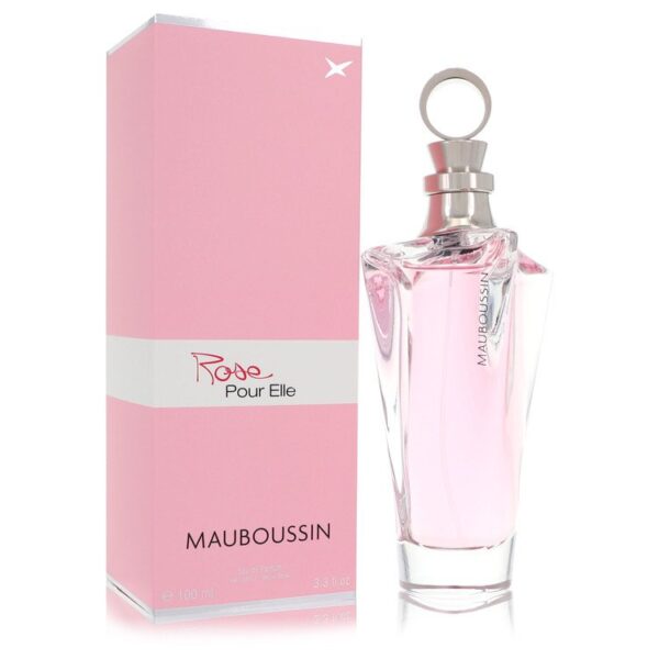 בקבוק בושם "Rose Pour Elle" של מאובוסן, 100 מ"ל, בעיצוב אלגנטי עם נגיעות ורודות, המשלב ריח פרחוני ונשי.