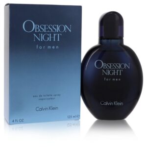 בושם "Obsession Night for Men" של קלvin קליין, בקבוק שחור עם קופסה כחולה, 125 מ"ל. בושם לגברים עם ניחוחות עוצמתיים ואטרקטיביים, מושלם לשימוש בערב.