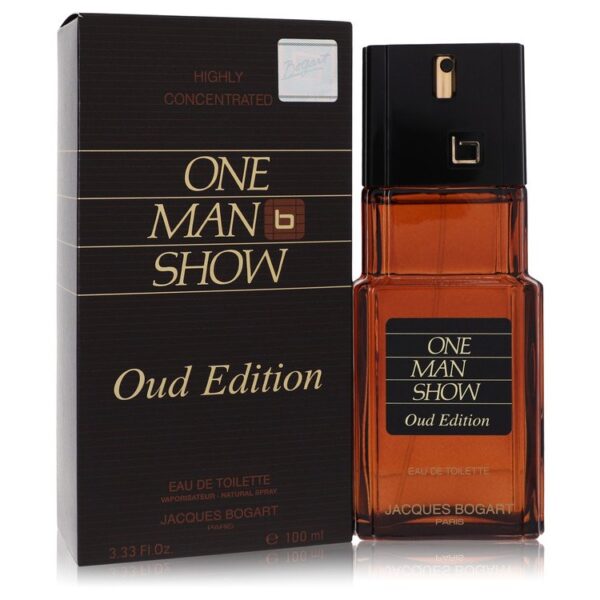 בושם "One Man Show Oud Edition" של ז'אק בוגארט, באריזת קרטון כהה עם תווית מוזהבת, בקבוק זכוכית עם מכסה שחור, 100 מ"ל. בושם עוצמתי ומרשים לגברים, אידיאלי לשימוש יומיומי.